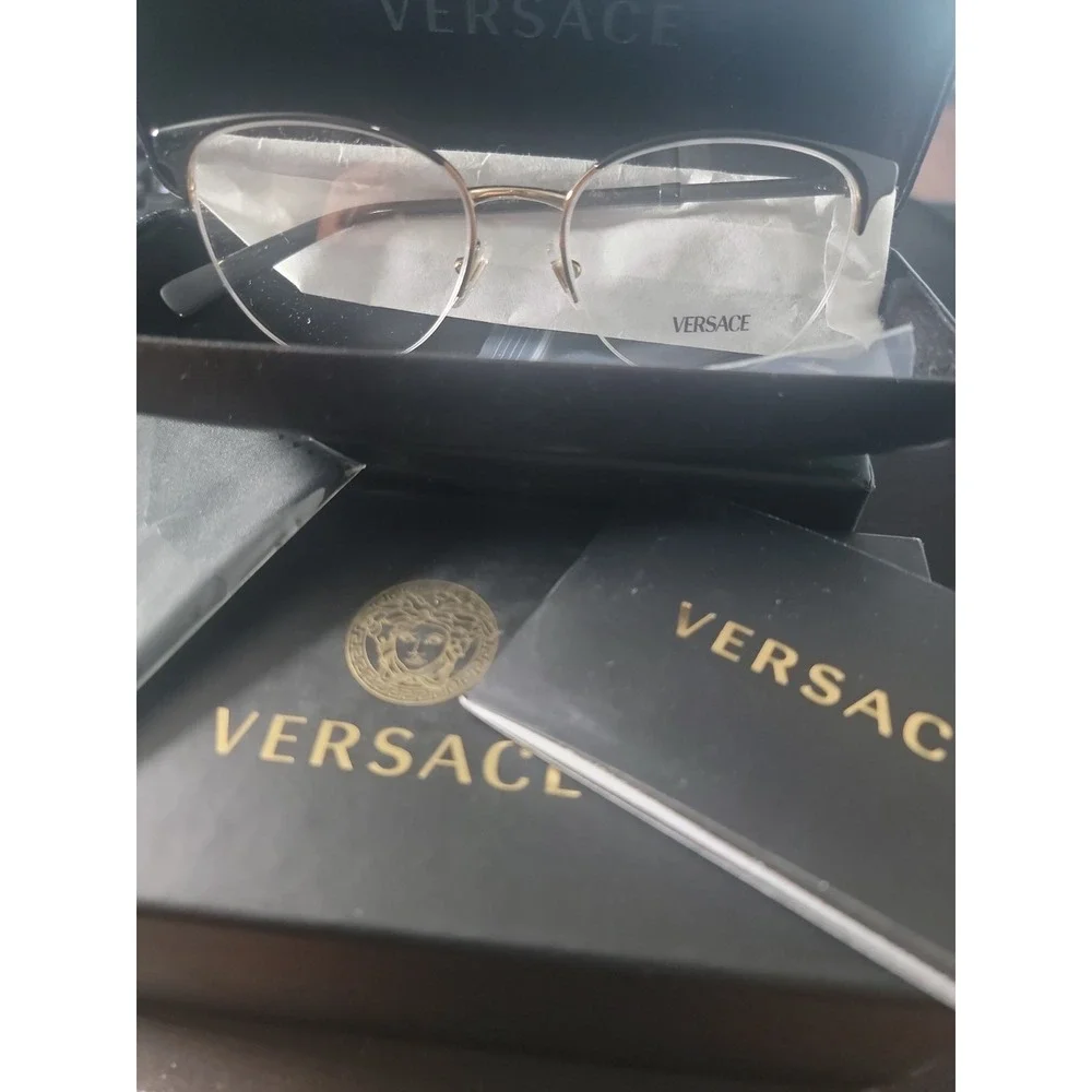 Versace Women's VE1247 1252 Black Eyeglasses 52mm Made in Italy Brand New in Box